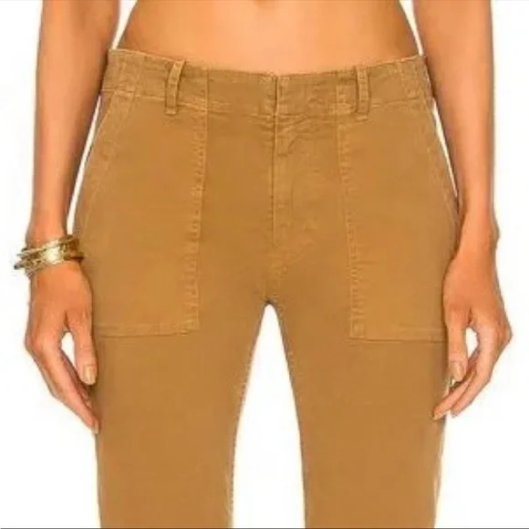 NWT NILI LOTAN Jenna Slim Pants in “Fawn” Cotton Ankle Raw Hem Size 12 - Picture 2 of 11